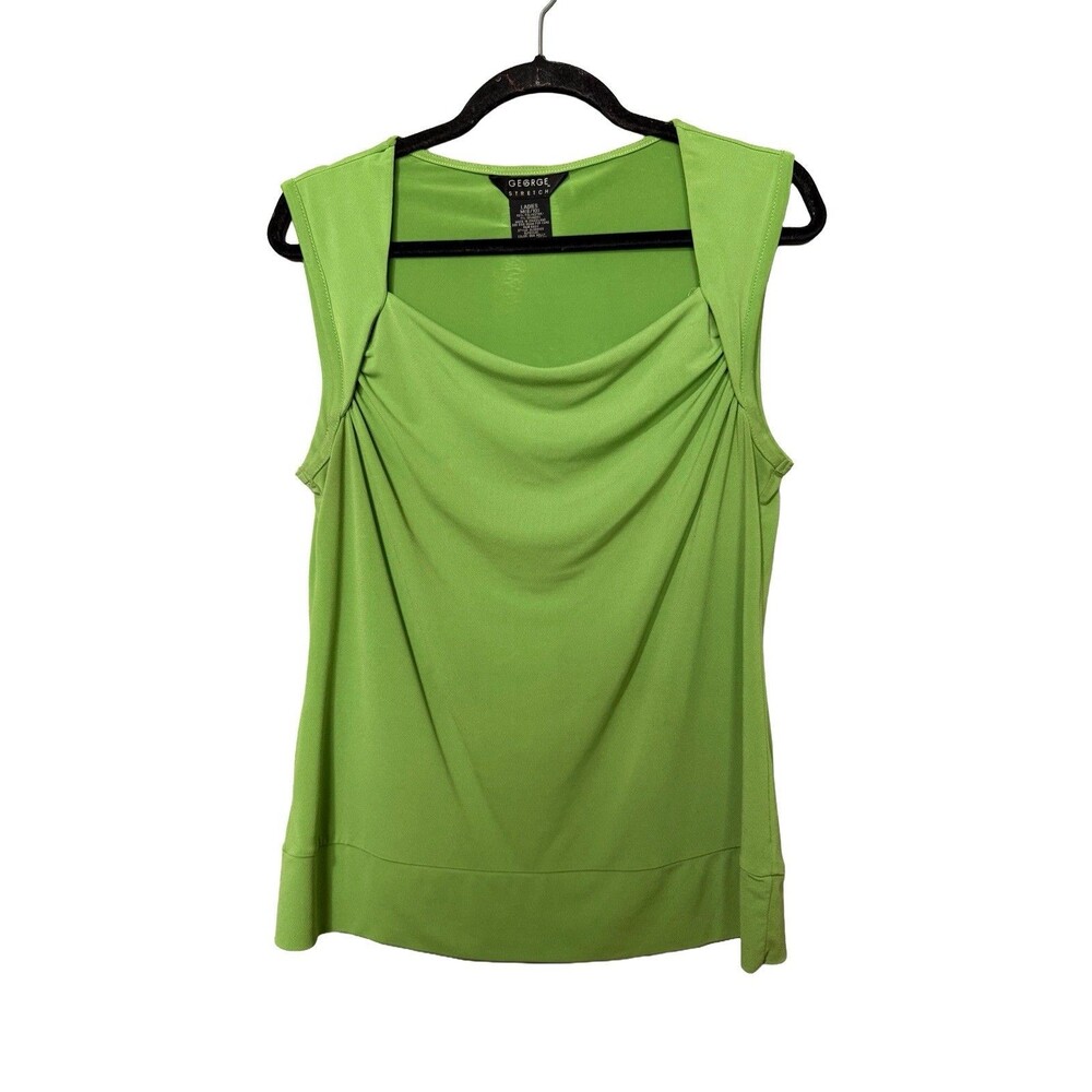 George Stretch Cowl Neck Sleeveless Top Green Stretch Blouse Women’s M 8 10